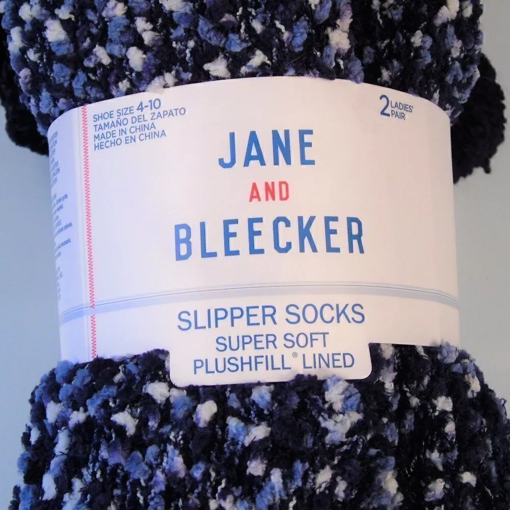 Jane & Bleecker Slipper Socks 2 Pairs Blue